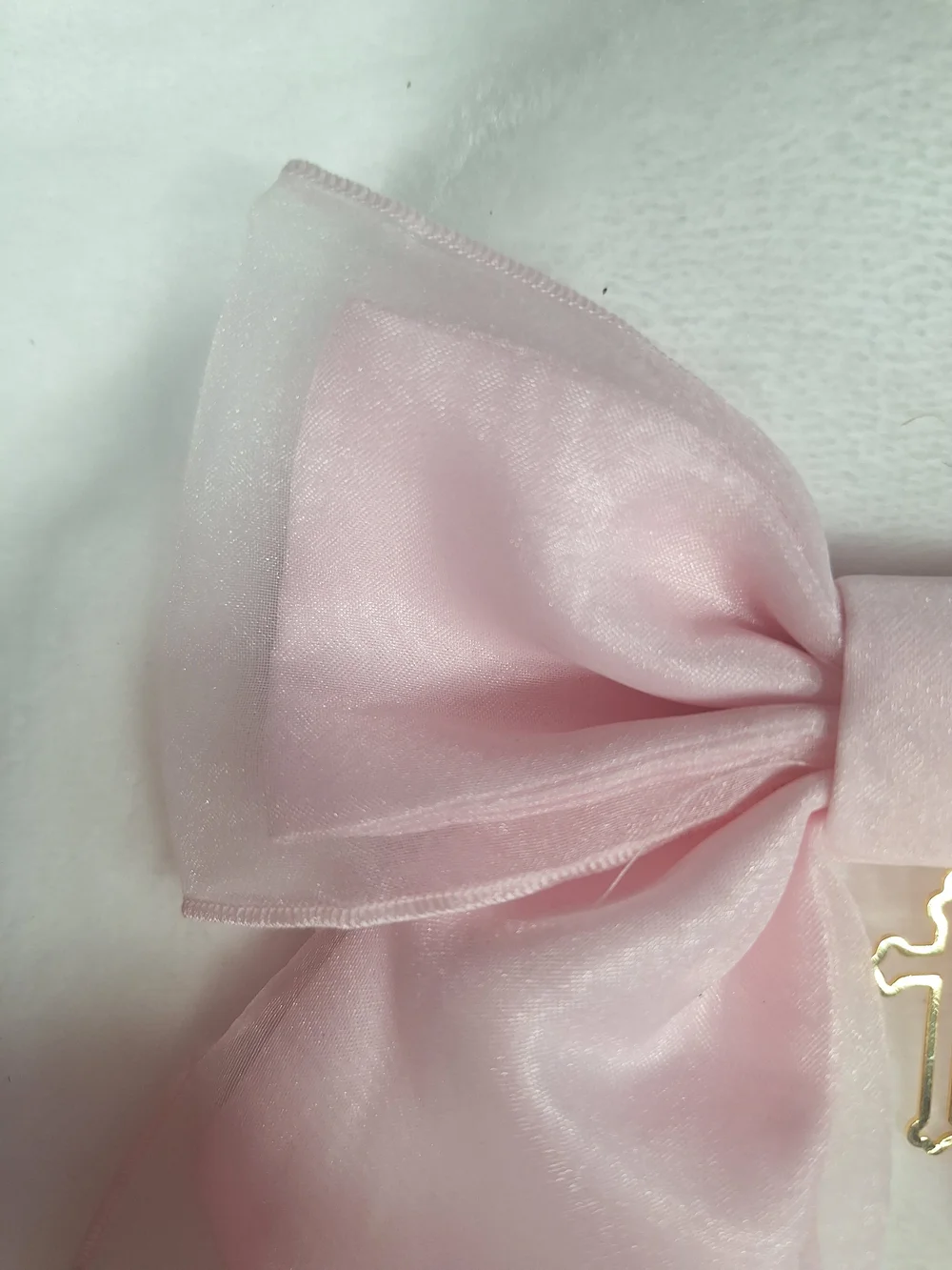Angelic Pretty Soft Pink Sheer Ribbon Cross Hair Clip | Classic Lolita